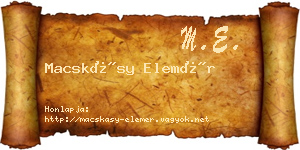 Macskásy Elemér névjegykártya