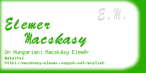 elemer macskasy business card