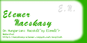 elemer macskasy business card